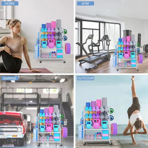 Miniatura 6 de Estante para mancuernas, estante de almacenamiento para esterilla de yoga, estante de peso para mancuernas, estante de almacenamiento de gimnasio