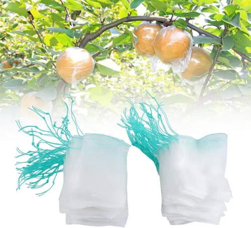 Miniatura 5 de Bolsas de nailon para protección de frutas, paquete de 100 unidades, fundas de malla reutilizables con cordón para árboles de jardín, tomates