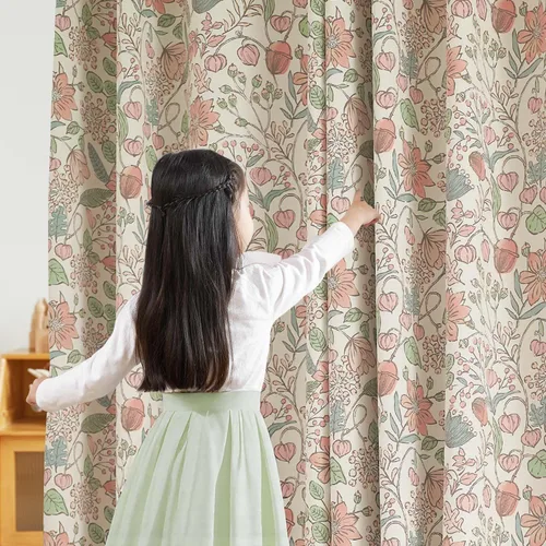 Miniatura 3 de jinchan Cortinas de Guardería 95% Blackout Rosa 63 Pulgadas de Largo Cortinas Florales para Habitación de Niñas, Cortinas de Estilo Granja para Sala