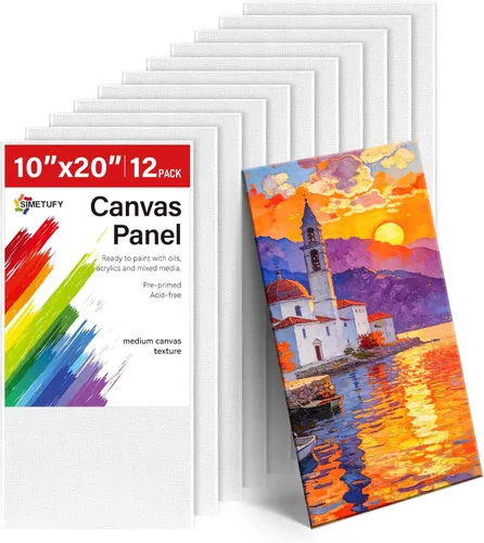 Miniatura 9 de Simetufy Paquete de 12 tableros de lienzo de 9 x 12 pulgadas para pintar paneles de lienzo, imprimados con gesso sin ácidos, 100% algodón