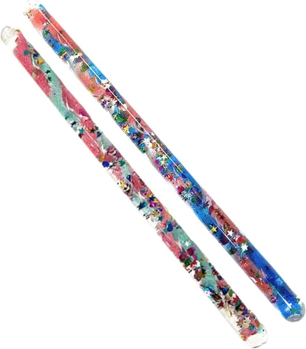 Star Magic Varita con espiral con purpurina, tubo maravilloso, de princesa, Halloween, hada, paga, mago, 2 varitas (aguamarina/rosa, azul/rojo)