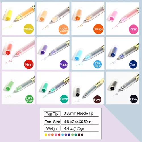 Miniatura 3 de Bolígrafos de colores para tomar notas, bolígrafos de gel de punta ultrafina de 0.015 in, 12 bolígrafos multicolor para diario, escritura, dibujo
