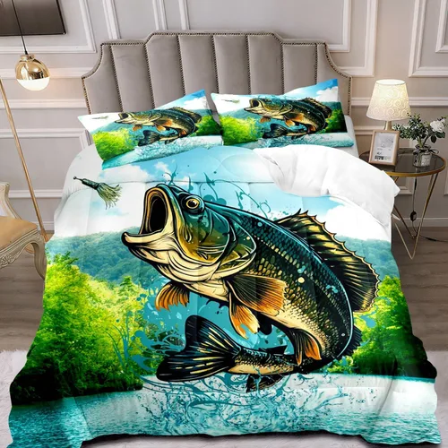 Miniatura 10 de LUVIVIHOME Juego de edredón de 3 piezas con diseño de osos negros y ciervos tamaño King, con estampado de alces, alces, patos Mallard, animales Oso