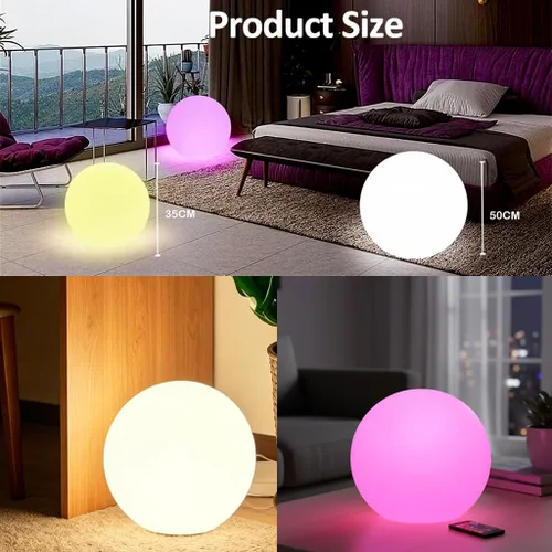 Miniatura 7 de Lámpara de pie con forma de globo, luz LED de bola de 14 pulgadas con control remoto, 16 colores RGB, regulable, recargable, lámpara de globo