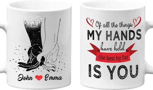 Miniatura 11 de Tazas de café de cerámica personalizadas corazón dorado, nombre personalizado y est. para parejas, conjunto de dos, cumpleaños, aniversario, regalo