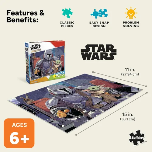 Miniatura 5 de Buffalo Games Star Wars The Mandalorian & The Child - Rompecabezas de 100 piezas de 15 x 11 pulgadas, incluye póster, rompecabezas para niños de 6 a