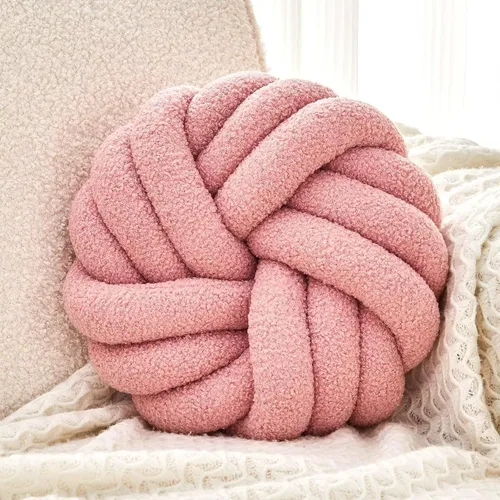 Miniatura 17 de Uvvyui Almohadas de Nudo, Almohadas Decorativas de 14 Pulgadas, Almohadas Redondas, Cojín Suave Hecho a Mano, Almohada de Bola Anudada, Cojín