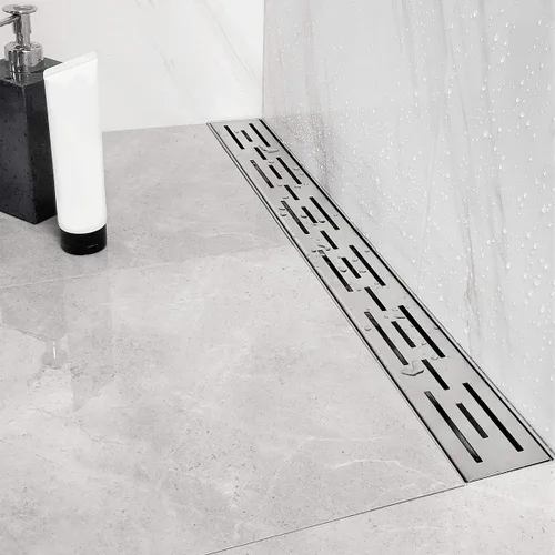 Miniatura 8 de Neodrain - Drenaje lineal rectangular de 24 pulgadas con rejilla de patrón de ladrillo, desagüe de piso de acero inoxidable cepillado 304 para baño