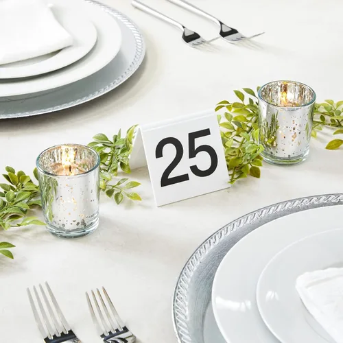 Miniatura 2 de Juvale Carpas de mesa de plástico con números – Acrílico 3 x 2.75 x 2.5 pulgadas, blanco y negro, paquete de 25, 51-75 – Recepción de boda