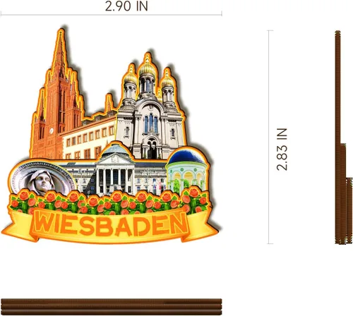 Miniatura 3 de Wiesbaden Alemania - Imán de madera 3D para nevera, recuerdos coleccionables, decoración hecha a mano
