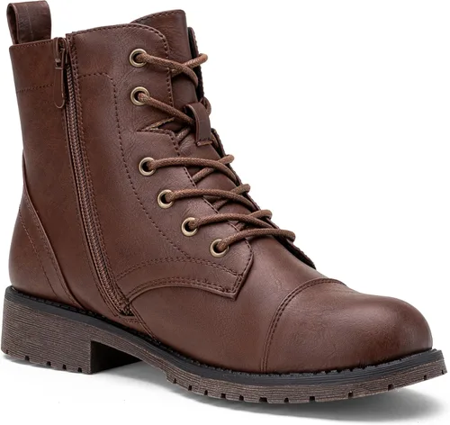Miniatura 8 de Vepose Botines de moda para mujer, botines de tacón bajo con cordones para mujer