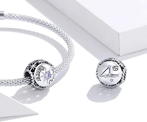 Miniatura 2 de FAEFASH - Abalorio para pulsera de plata de ley 925 con forma de estrella, 12 constelación de horóscopo para pulsera Pandora, cumpleaños para mujer