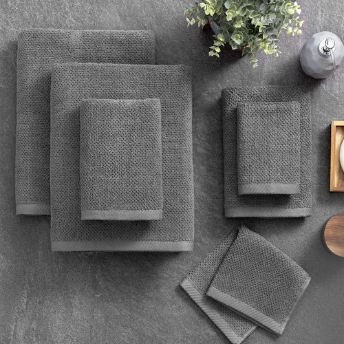 Miniatura 2 de Welhome Franklin - Juego de 6 toallas 100% de algodón con textura, 600 GSM, suaves y lujosas, 2 toallas de baño, 2 toallas de mano, 2 paños
