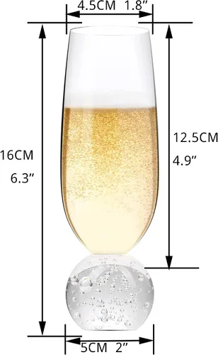 Miniatura 6 de Hanjue Juego de 4 copas de champán de cristal sin plomo, copas de champán transparentes de 7 onzas, ideales para regalos, fiestas, bodas, Navidad