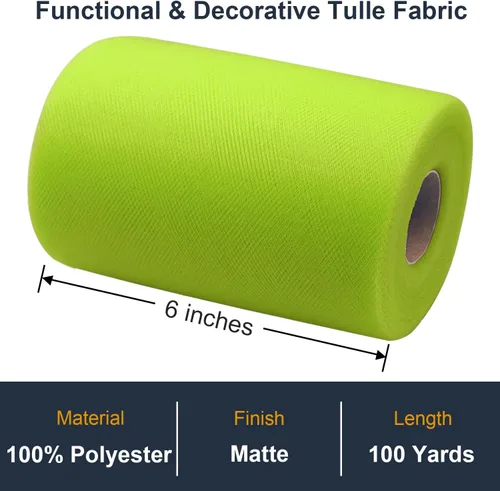 Miniatura 2 de Rollo de tela de tul de 6 pulgadas por 100 yardas (300 pies) cinta de tul malla transparente para bricolaje, falda tutú, envoltura de regalos, boda