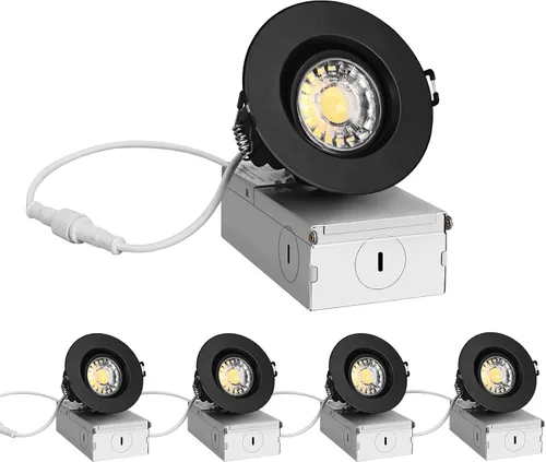Miniatura 14 de ZYC Iluminación LED empotrable pequeña de 2 pulgadas, paquete de 6 unidades, cardán empotrado negro sin lata, foco giratorio limitado, regulable, 5