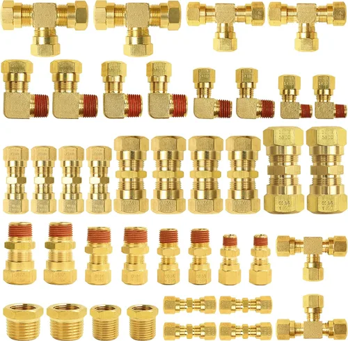 Miniatura 9 de Kit de surtido de 36 piezas de accesorios de línea de freno de aire DOT de latón 1/4" 3/8" 1/2", accesorios de conexión de empuje para reparación