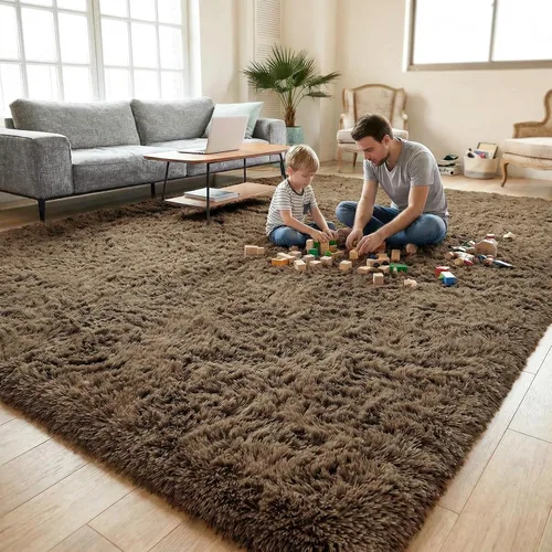 Miniatura 20 de DweIke Alfombras Shag Esponjosas Azules para Dormitorio Sala de Estar, 5x8 Grande Suave Felpa Tie-Dye Azul Cielo para Niñas y Niños, Alfombra Azul