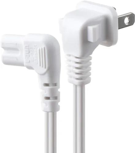 Miniatura 4 de Cable de alimentación universal de 2 clavijas en ángulo de 18 AWG, NEMA 1-15P a IEC320 C7 Figura 8 Conector de escopeta, cable de alimentación