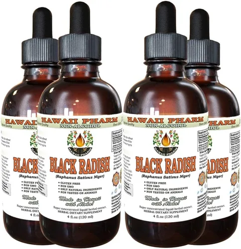 Miniatura 7 de Hawaii Pharm Extracto líquido de rábano negro sin alcohol, rábano negro (Raphanus Sativus Níger) suplemento herbario natural de glicerita de raíz