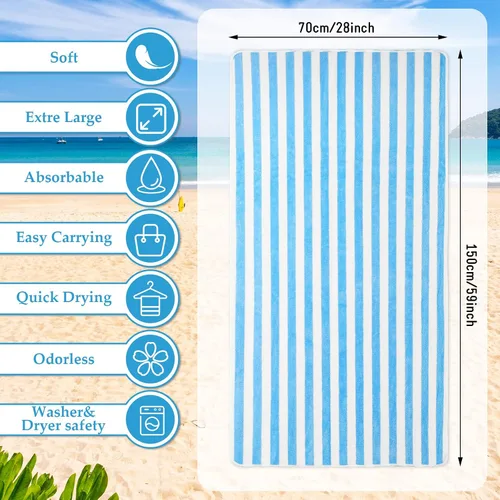 Miniatura 2 de Moukeren Paquete de 30 toallas de playa de gran tamaño, absorbentes, de secado rápido, toallas grandes y suaves para piscina, toallas de viaje de 59