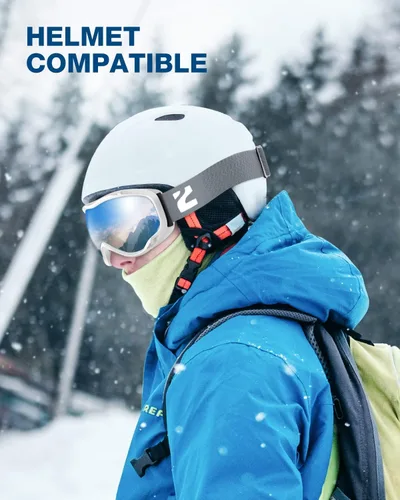 Miniatura 7 de ZIONOR Lagopus Gafas de protección UV para esquí y snowboard, antiniebla, para hombres, mujeres, jóvenes A0-vlt 10.5% Marco Blanco Lente Plata
