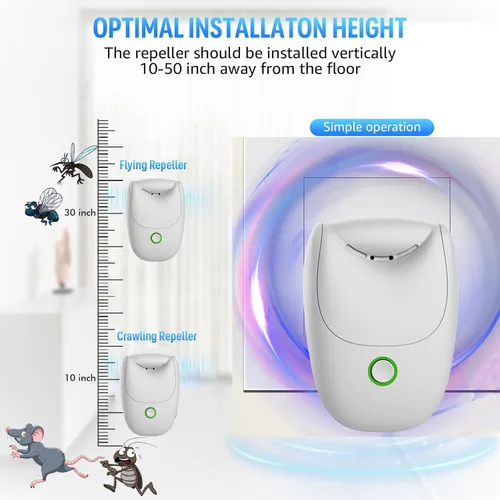 Miniatura 4 de Repelente ultrasónico de control de plagas, repelente de ratones en interiores para control de mosquitos, cucarachas, hormigas, ratas y roedores