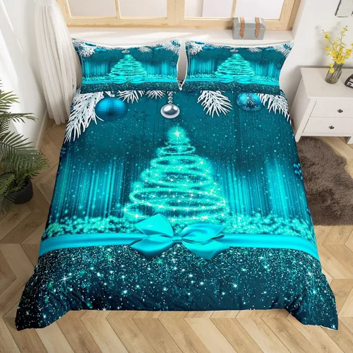 Miniatura 37 de Juego de funda de edredón para niños de Feliz Navidad, tamaño King, juego de ropa de cama de pingüinos de dibujos animados, animales árticos