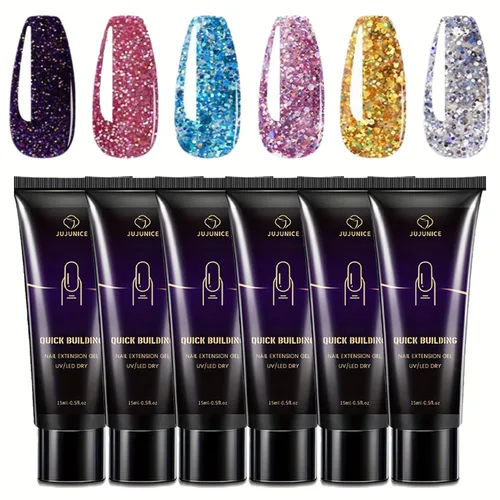 Miniatura 4 de Poly Gel - Juego de 10 colores al azar para crear rápidamente extensiones de uñas UV/LED en seco, gel de mejora de extensión de uñas