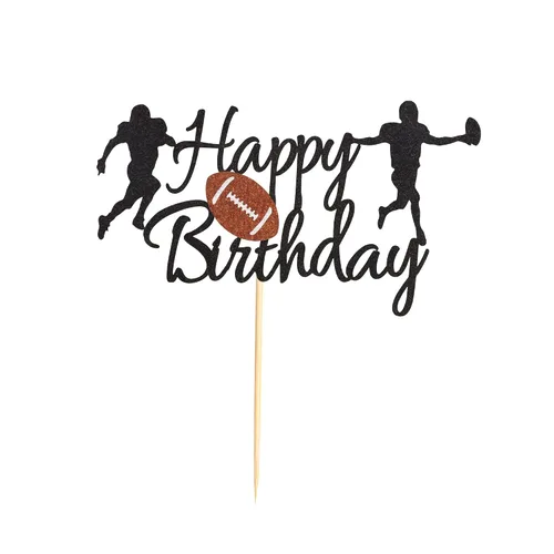 Miniatura 2 de Decoración para pastel de fútbol, bola de rugby, decoración de pastel de feliz cumpleaños para fútbol / deporte para decoración de fiesta