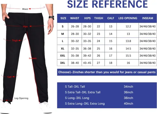 Miniatura 6 de Idtswch 3234363840 Long Inseam Men's Tall Sweatpants Joggers Slim Fit Workout Pants for Tall Men