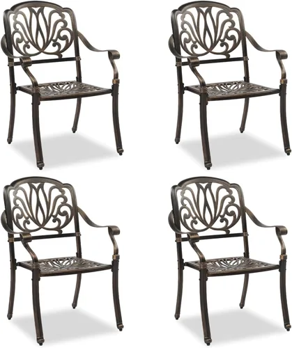 Miniatura 13 de VINGLI Juego de 2 sillas de patio de aluminio fundido para todo tipo de clima, sillas de comedor al aire libre, sillones de metal para piscina