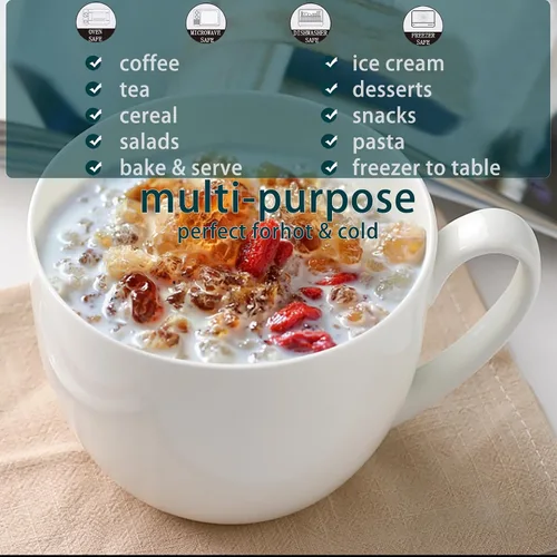 Miniatura 4 de Tazas de Café de Porcelana de Hueso Blanca de Lujo con Borde Dorado, Juego de 4 Tazas de Té de Porcelana de 10 Onzas, Taza de Café Ligera, Taza