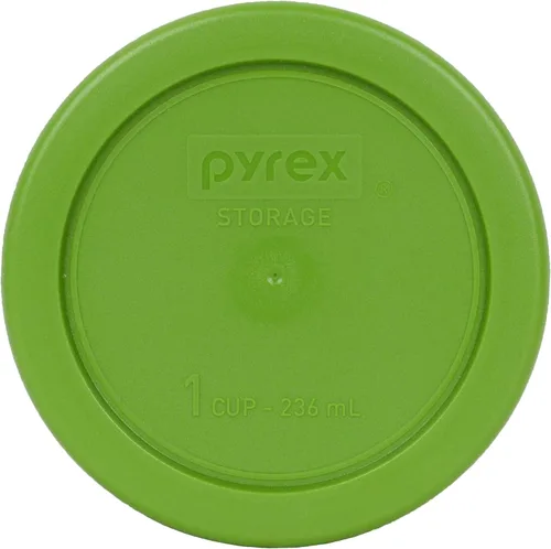 Miniatura 3 de Pyrex (4) cuencos de vidrio 7202 y (4) tapas verdes Pyrex 7202 PC (hechos en los Estados Unidos)