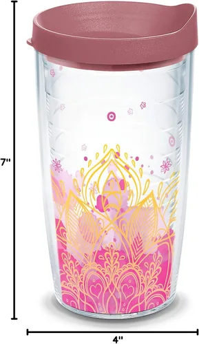 Miniatura 9 de Tervis Vaso aislado de doble pared hecho en Estados Unidos con aislamiento de flor de loto de yoga mantiene las bebidas frías y calientes, 16 onzas