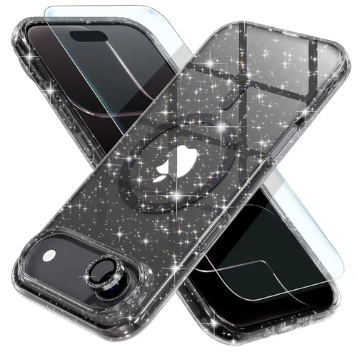 Miniatura 32 de Choiche Funda magnética para iPhone 15 Pro Max, funda transparente con purpurina brillante para mujer