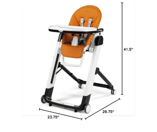 Miniatura 11 de Peg Perego Siesta, Silla Alta Plegable y Reclinable Crece Con el Bebé, Altura Ajustable, Fácil de Limpiar y Ruedas de Fácil Empuje para Bebés