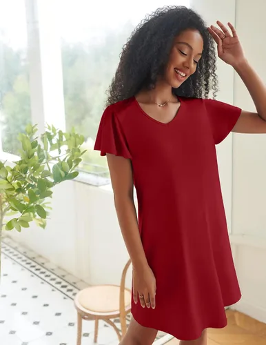 Miniatura 5 de Ekouaer - Paquete de 2 camisones de manga corta para mujer, cómodo y suave, pijama para dormir