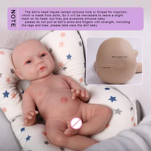 Miniatura 8 de Muñeca de bebé realista de silicona completa de 18.5 pulgadas, muñecas de bebé reborn realistas, juguete y coleccionable de niño calvo