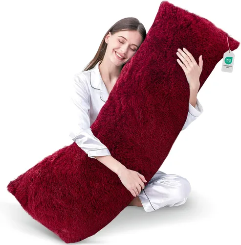 Miniatura 10 de Cheer Collection Almohada larga para el cuerpo, almohada larga suave y mullida para sofá y cama, almohada de felpa para dormir de lado, almohada