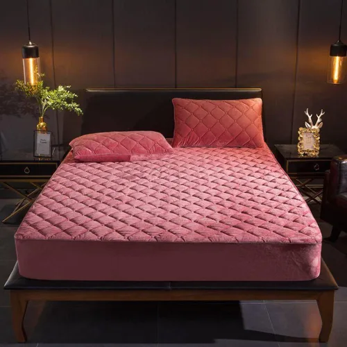 Miniatura 14 de Sábana de cama de calidad de hotel, funda protectora de colchón de terciopelo cristalino grueso cálido de color puro para camas individuales, Azul