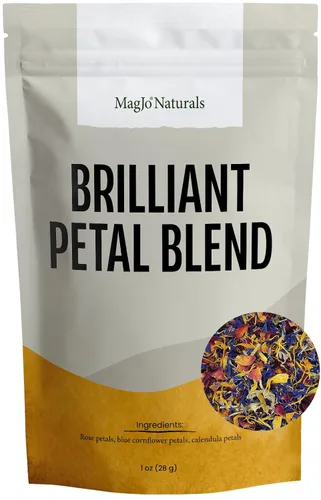 Miniatura 2 de MagJo Naturals Mezcla Brillante de Pétalos de Flores - Mezcla comestible de pétalos de caléndula, aciano azul y rosa, todos naturales, de grado