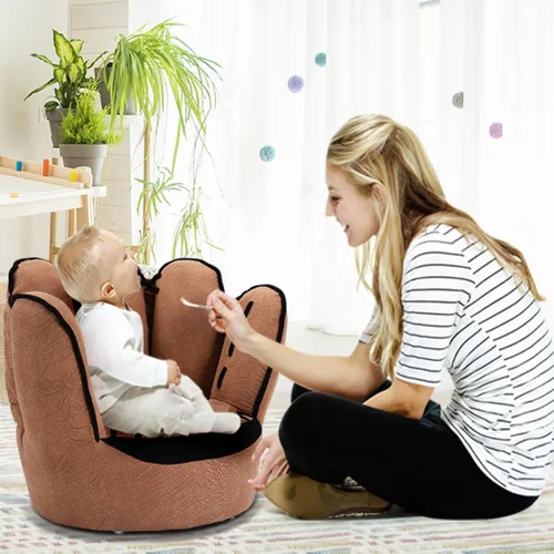 Miniatura 2 de Costzon Sofá para niños con estructura de madera maciza y diseño de guante de béisbol, sillón para niños para sala de juegos, guardería, jardín