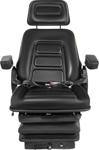 Miniatura 8 de VEVOR Asiento de suspensión con respaldo ajustable, reposacabezas y reposabrazos, asiento de carretilla elevadora con rieles deslizantes, plegable
