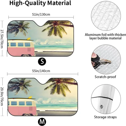 Miniatura 3 de Parasol plegable para parabrisas de automóvil de playa, visera solar para ventana delantera, cubierta de protección solar para automóvil, camión, 2