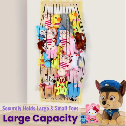 Miniatura 3 de Almacenamiento de animales de peluche de madera suave para habitación de los niños, soporte de pared para colgar en la puerta, organizador