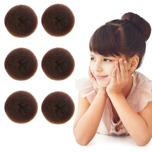 Miniatura 6 de Styla Hair Pequeño Fabricante de Moños para Niños - Moños de Ballet y Calcetín, Dona de Cabello Fácil (6 piezas, Negro, Tamaño 2 Pulgadas)