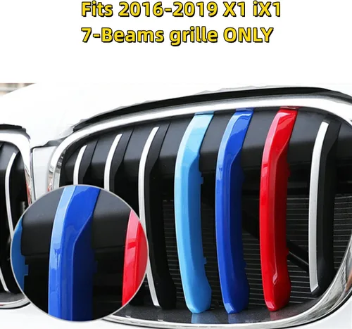 Miniatura 4 de Insertos de parrilla automotriz para BMW X1 F48 2016-2019 7 vigas, accesorios de parrilla delantera