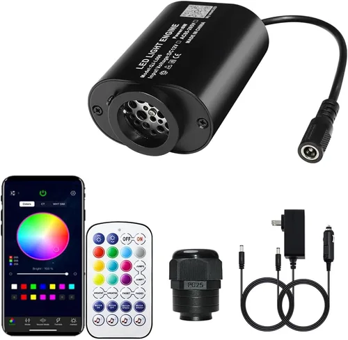 Miniatura 17 de AMKI Motor de fuente de luz de 32W con doble puerto de alta luminosidad, modo de sonido parpadeante, control remoto/APP, RGBW, para kit de luz