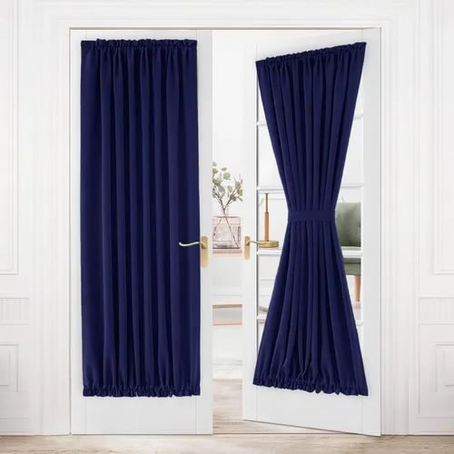 Miniatura 167 de DWCN Cortinas para puerta francesa: cortina térmica con bolsillo para barra para puertas con ventana de vidrio, puertas de cocina y patio